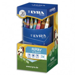 LYRA Pot de 36 crayons de couleur triangulaires mine 6,25 mm Ferby assortis