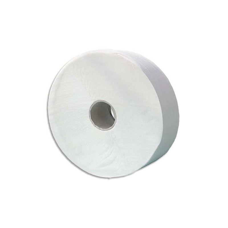 Colis de 6 Bobines de papier toilette Jumbo Blanc 1 pli - Longueur 600 m x D27 cm, mandrin 8,5 cm