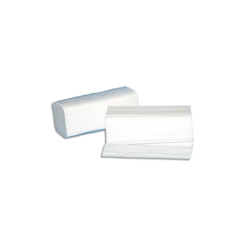 Colis de 30 Paquets de 100 Essuie-mains 2 plis plié en W, Ft 22 x 35 cm Distributeur H2