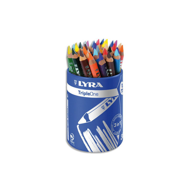 LYRA Pot de 36 crayons de couleur Triple One couleurs assorties