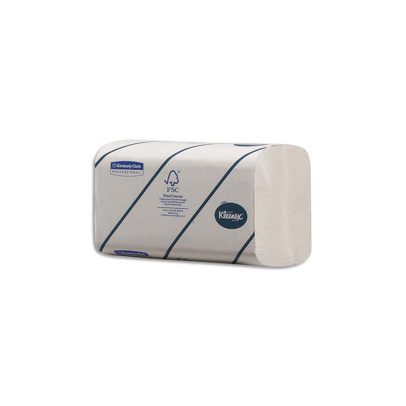 KLEENEX Colis de 15 Paquets de 186 Essuie-mains ultra doux 2 plis pliage en Z, Ft 21,5x21,5 cm Blanc