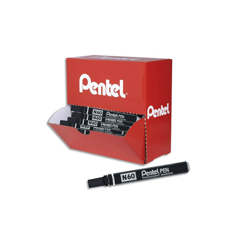 PENTEL Pack eco de 36 marqueurs permanents corps métal N60 pointe ogive encre Noire (30+6 gratuits)