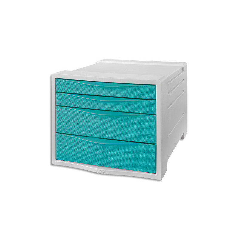 ESSELTE Bloc de classement 4 tiroirs Colour'Breeze Bleu. Dimensions (lxhxp) : 24,5x36,5x28,5cm