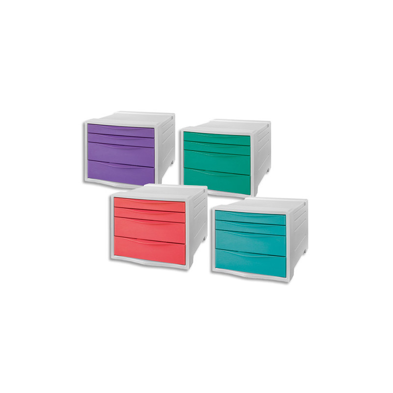 ESSELTE Colour'Breeze Bloc de classement, 4 tiroirs, assorti de couleurs, 626286