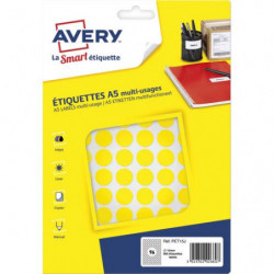 AVERY Sachet de 960 pastilles Ø15 mm. Imprimables. Coloris Jaune.