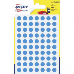 AVERY Sachet de 490 pastilles Ø8 mm. Ecriture manuelle. Coloris Bleu.