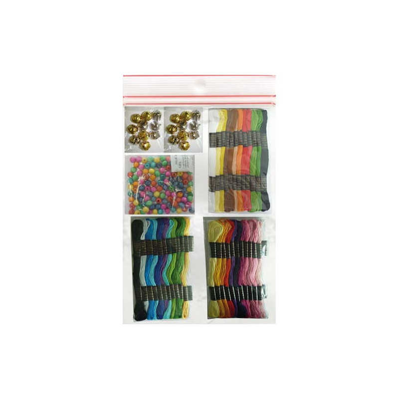 GRAINE CREATIVE Kit 8 bracelets brésililens : 36 échevettes, 100 perles, 20 grelots, notice