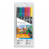 TOMBOW Boîte 6 feutres ABT double pointe (pinceau+fine), assortis couleurs primaires