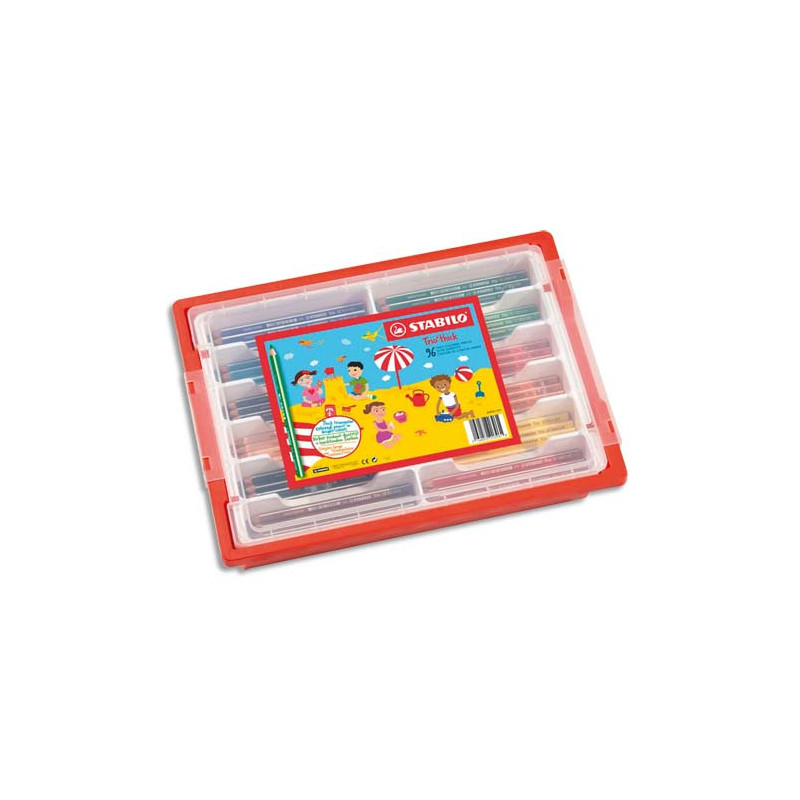 STABILO Trio crayon de couleur mine large - Schoolpack de 96 crayons de couleurs - Coloris assortis