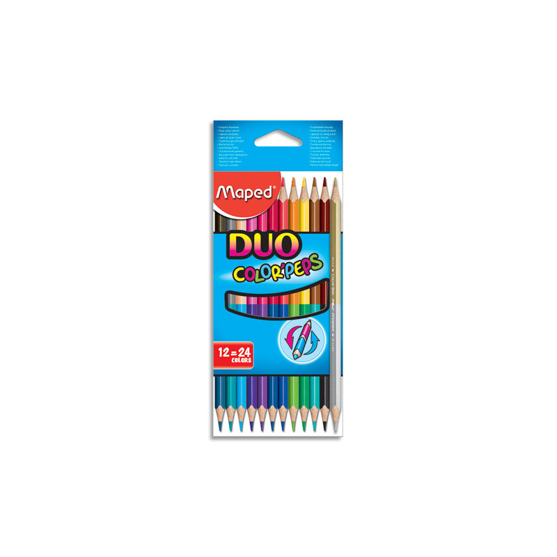 MAPED Color'Peps Duo - 12 Crayons de couleur 2-en-1 certifiés FSC