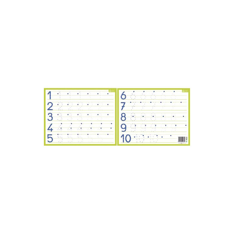 CBG Ardoise Blanche effaçable à sec format 21 x 26,5cm, avec les chiffres de 1 à 10