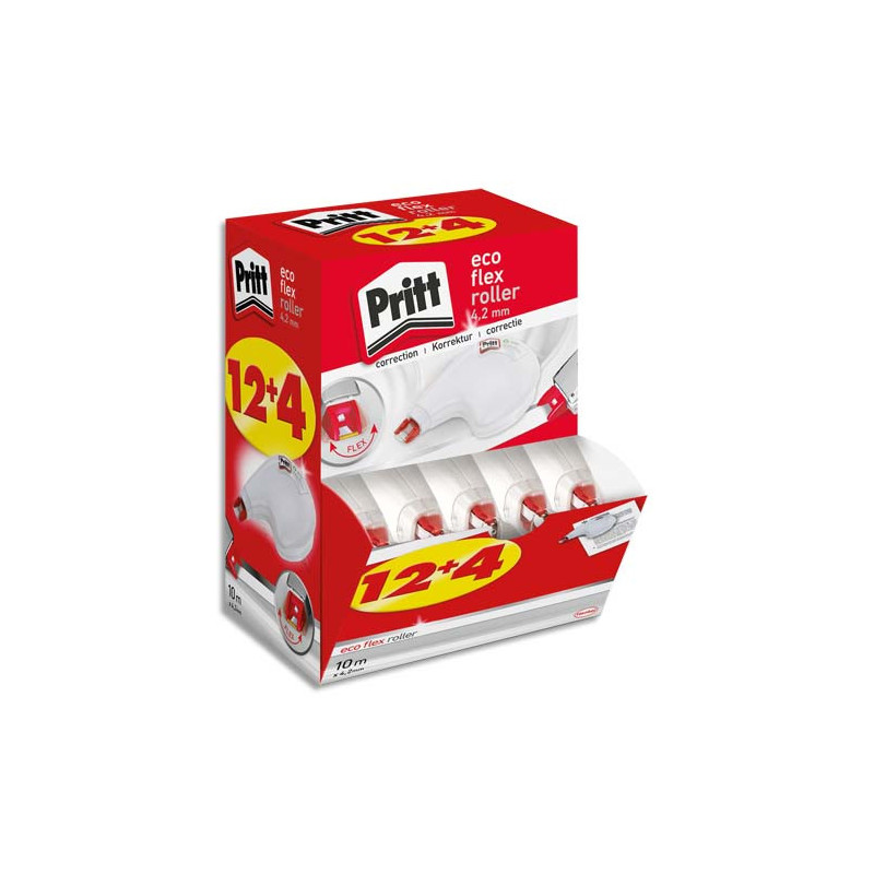 PRITT Boîte ECOpack 12+4 Roller de correction PRITT Compact Flex 4,2 mm x 10m. Application latérale