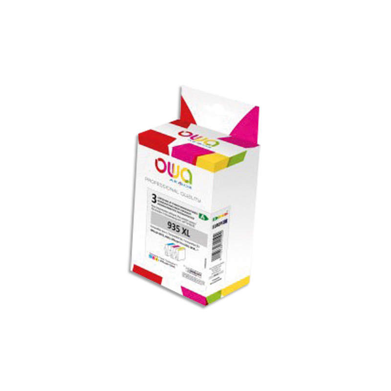 OWA Pack de 3 cartouches compatibles Jet d'encre couleurs Cyan, Magenta, Jaune HP 935XL K10422OW