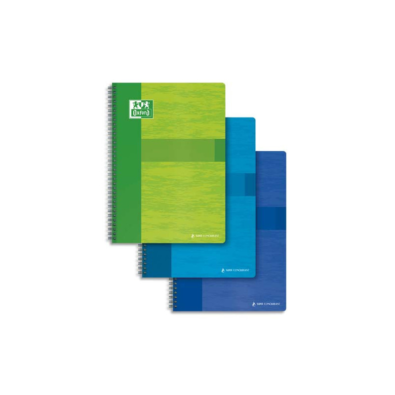 OXFORD Cahier Color Life spiralé 180 pages grands carreaux Seyès grand format 24x32cm. Couverture carte