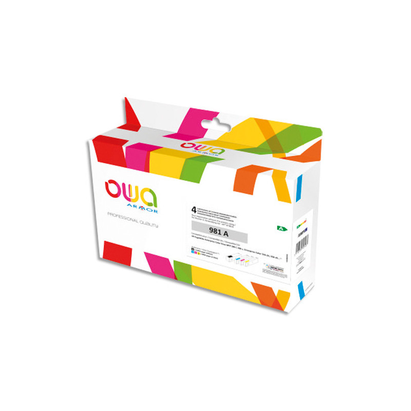 OWA Pack 4 cartouches compatibles Jet d'encre Noir,Cyan,Magenta,Jaune HP 981A /J3M71/68/69/70A K10483OW.