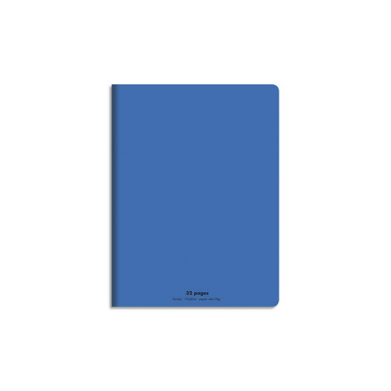 CONQUERANT C9 Cahier piqûre 17x22cm 32 pages 90g grands carreaux Seyès. Couverture polypropylène Bleu