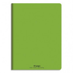 CONQUERANT C9 Cahier piqûre 17x22cm 32 pages 90g grands carreaux Seyès. Couverture polypropylène Vert