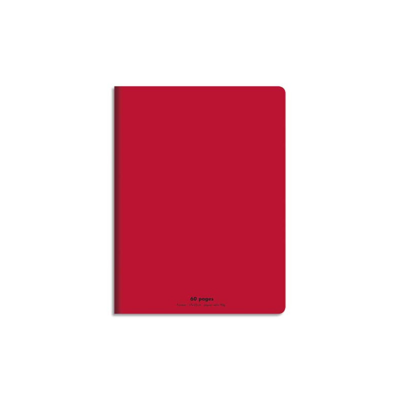 CONQUERANT C9 Cahier piqûre 17x22cm 60 pages 90g grands carreaux Seyès. Couverture polypropylène Rouge