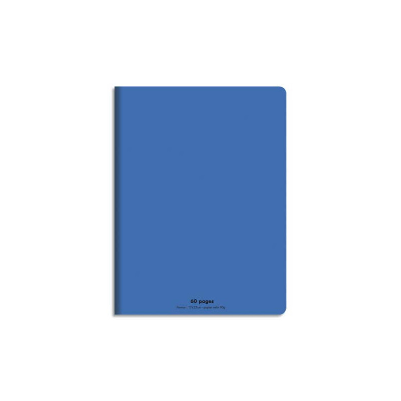 CONQUERANT C9 Cahier piqûre 17x22cm 60 pages 90g grands carreaux Seyès. Couverture polypropylène Bleu