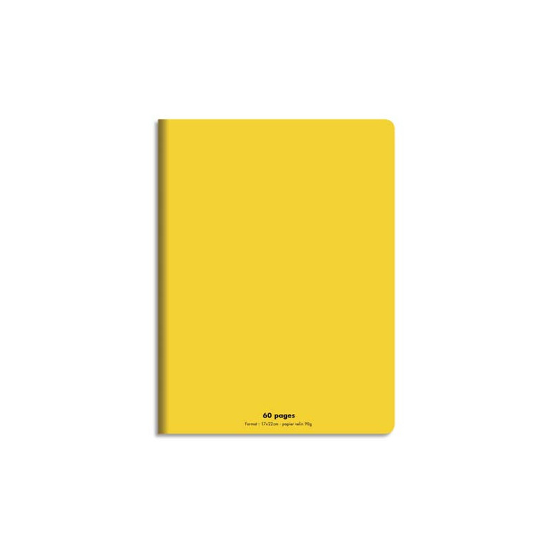 CONQUERANT C9 Cahier piqûre 17x22cm 60 pages 90g grands carreaux Seyès. Couverture polypropylène Jaune