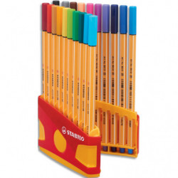 STABILO point 88 stylo-feutre pointe fine (0,4 mm) - ColorParade de 20 stylo-feutres - Coloris assortis