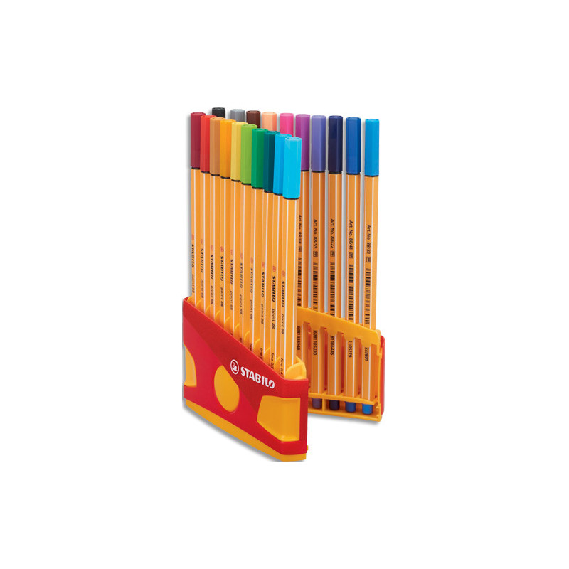 STABILO point 88 stylo-feutre pointe fine (0,4 mm) - ColorParade de 20 stylo-feutres - Coloris assortis