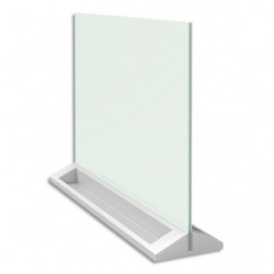 NOBO Tableau blanc de bureau en verre blanc brillant, double face, magnétique, 574 x 432 x 140 mm