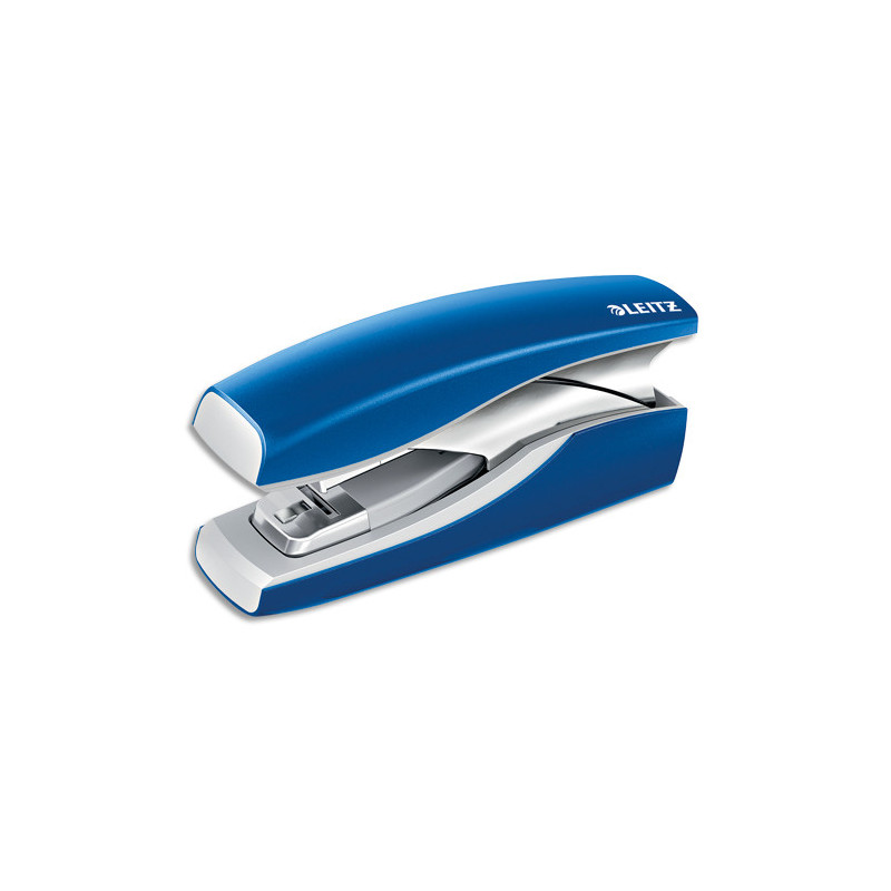 LEITZ Agrafeuse sur socle NeXXt Softpress Flat Clinch, agrafes 24-26/6, 24/8, capacité 30 feuilles. Bleu