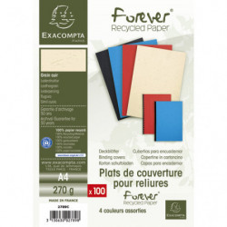 EXACOMPTA Paquet 100 plat couverture FOREVER,grain cuir,270g,ange Bleu,ass:25bl/25nr/25iv/25rge A4 2789C