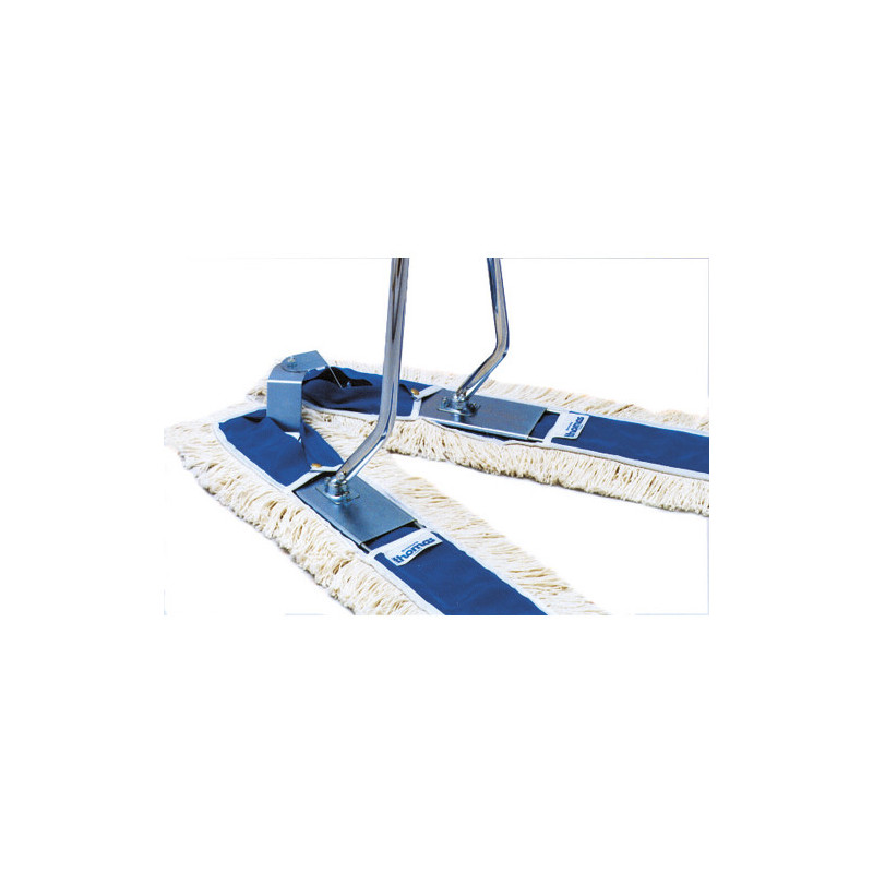 BROSSERIE THOMAS Balai ciseaux complet Pro 2 x 1 mètre, monture et manche en métal Bleu + franges coton
