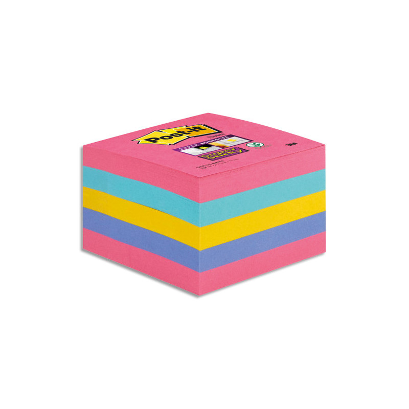 POST-IT Cube Super Sticky couleurs assorties - 440 feuilles - 76 mm x 76 mm
