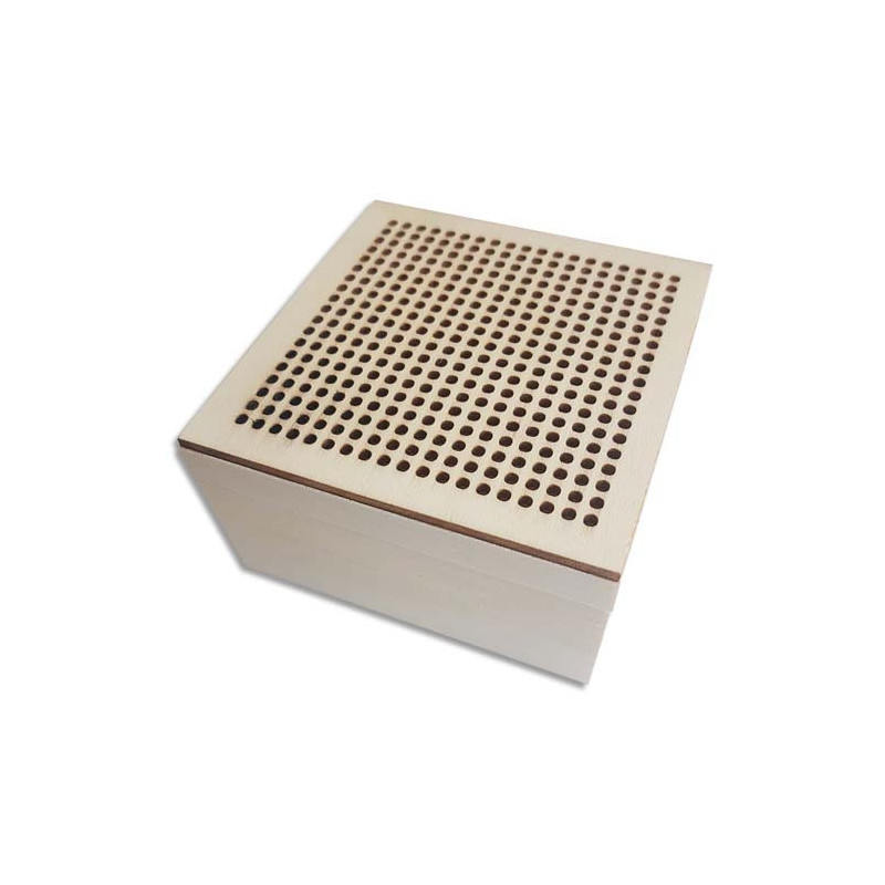GRAINE CREATIVE Boîte à broder carrée en bois format 90x90x50 mm