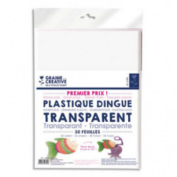 GRAINE CREATIVE Sachet de 30 feuilles de plastique dingue transparent format 26x20cm