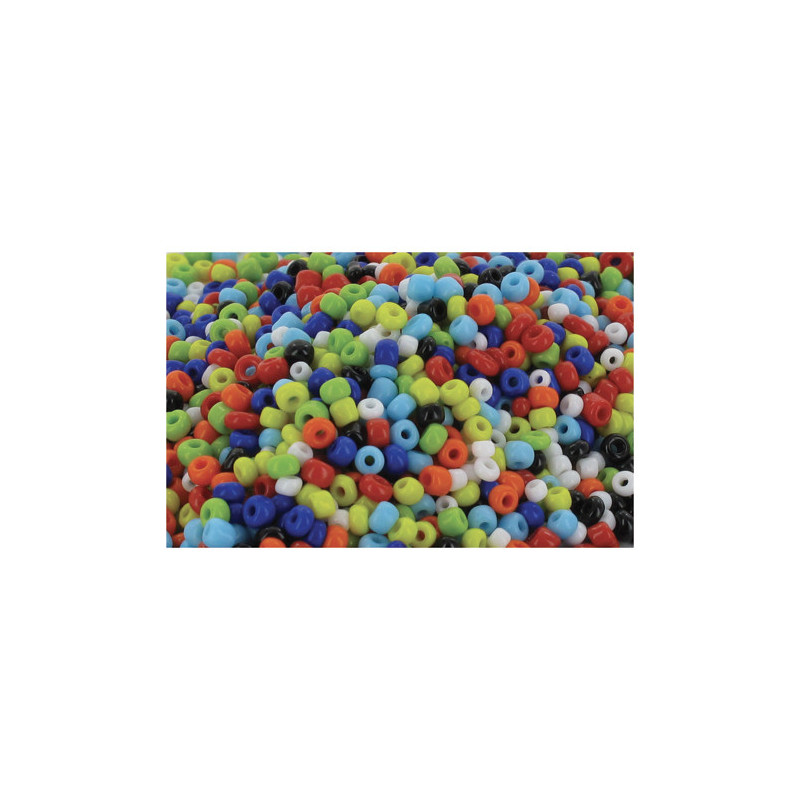 O COLOR Bocal de 500 perles de rocailles opaques, diamètre 2,5mm, couleurs assorties