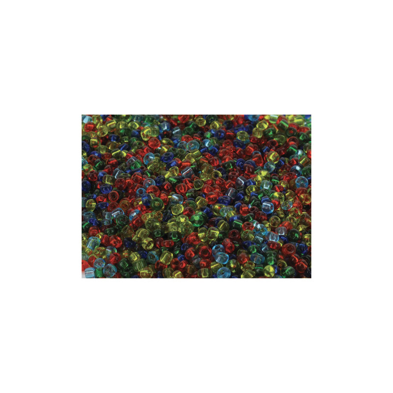 O COLOR Bocal de 500 perles de rocailles transparentes, diamètre 2,5mm, couleurs assorties