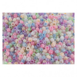 O COLOR Bocal de 500 perles de rocailles irisées, diamètre 2,5mm, couleurs assorties
