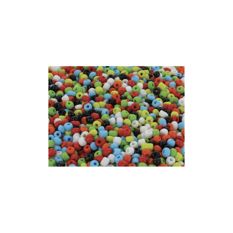 O COLOR Bocal de 500 perles de rocailles opaques, diamètre 5mm, couleurs assorties