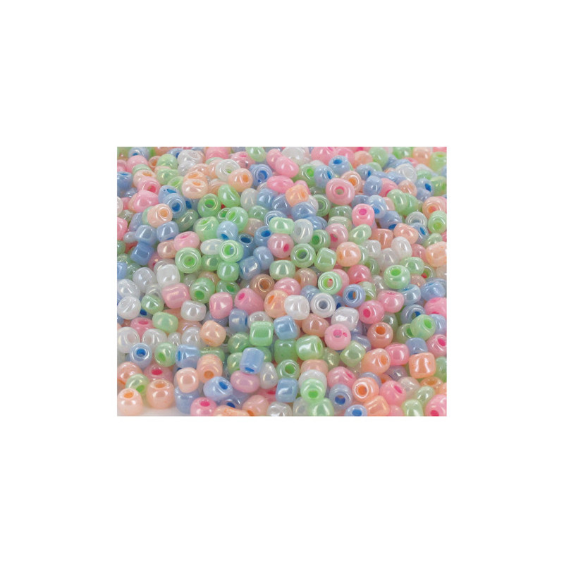 O COLOR Bocal de 500 perles de rocailles nacrées, diamètre 5mm, couleurs assorties