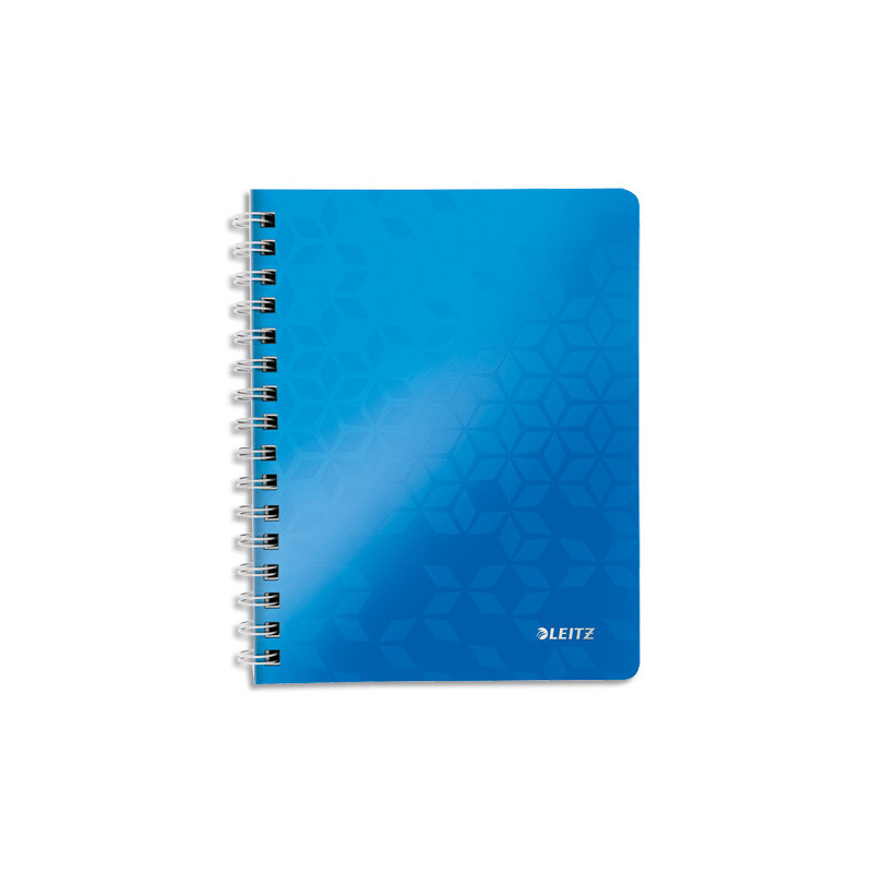 LEITZ Cahier à spirales WOW, 160 pages détachables A4, PP, bleu