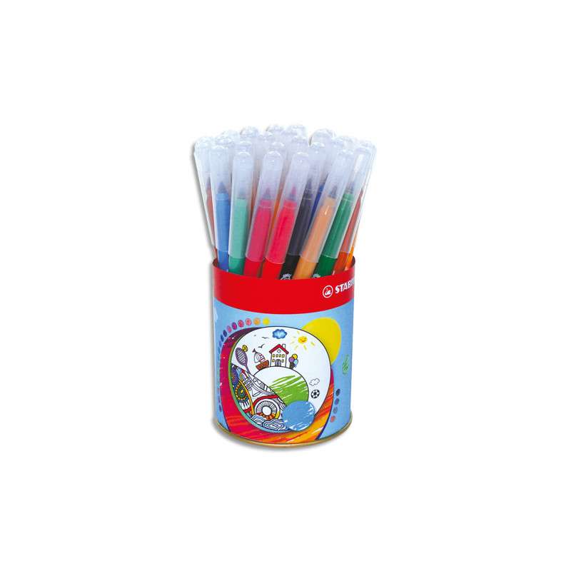 STABILO Trio A-Z feutre de coloriage pointe moyenne - Pot métal de 36 feutres - Coloris assortis