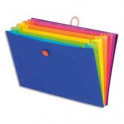 VIQUEL Trieur extensible HAPPY FLUO 5 positions PP fermeture bouton & élastique. Coloris Bleu