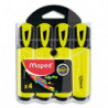 MAPED Pochette de 4 surligneurs FLUO PEPS Classic, coloris unique Jaune