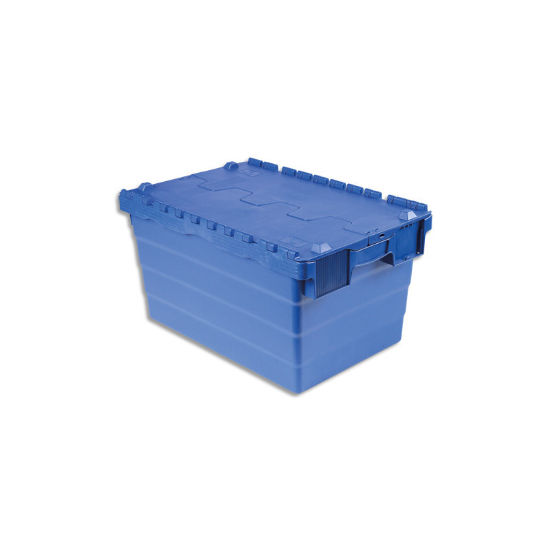 VISO Bac de rangement navette 54L en polypropylène Bleu, gerbable, poignées, Dim L60 x H32 x P40 cm