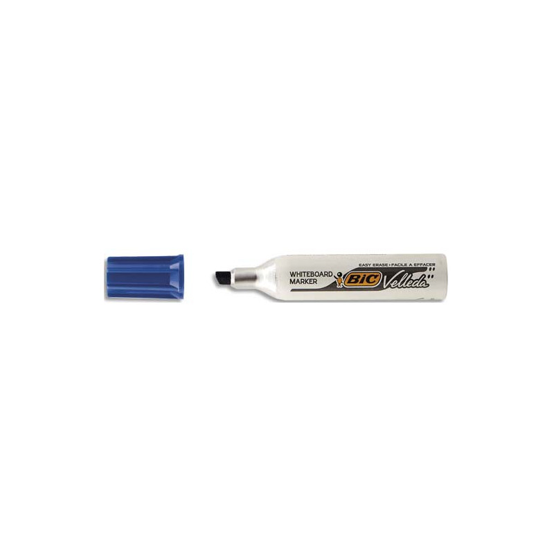 BIC Velleda 1781 Feutres pour Tableau Blanc Effaçables à Sec Pointe Biseautée Large - Bleu