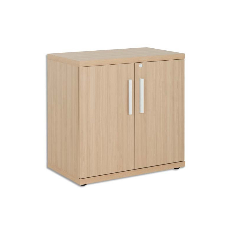 GAUTIER OFFICE Rangement bas Brabant Chêne Blanc, 2 portes, 1 étagère amovible - Dim : L80 x H78 x P45 cm