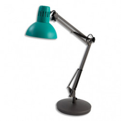 ALBA Lampe LED Archicolor métal Vert menthe, pince étau+ampoule. Tête D16,5cm, bras 42+39 cm, socle D20cm