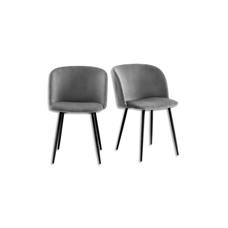 PAPERFLOW Lot de 2 Fauteuils Must assise contreplaqué Grise piètement polyester Noir, L57 x H81 x P54 cm