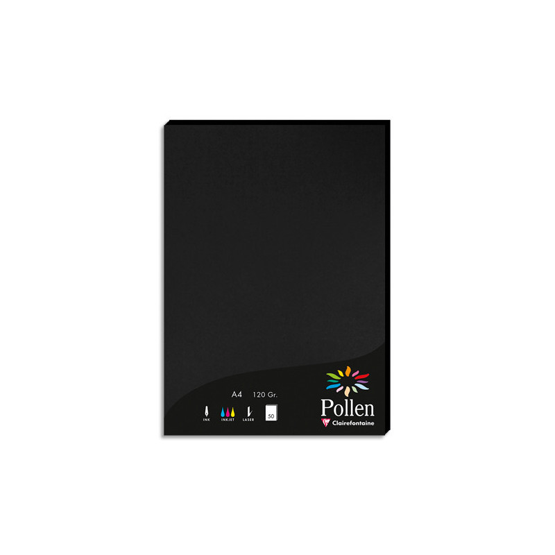 CLAIREFONTAINE Etui de 50 feuilles 120g POLLEN 21x29,7cm. Coloris Noir