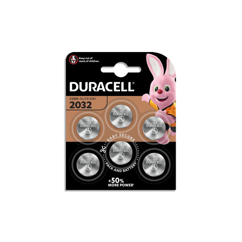 DURACELL Piles boutons lithium spéciales 2032 3V, lot de 6 (DL2032/CR2032) porte-clés, balances, médical