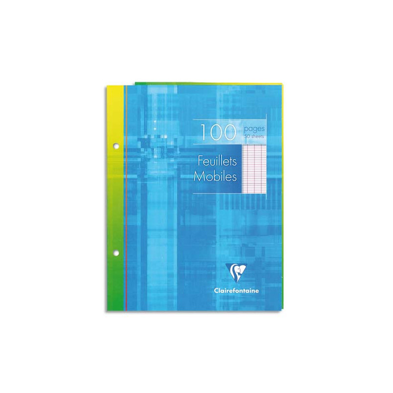 CLAIREFONTAINE Copies simples format 17x22cm 100 pages grands carreaux Seyès Blancs 90g sous étui carton.
